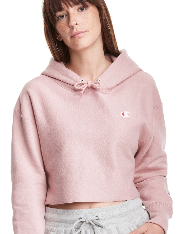 Sudadera Con Capucha Champion Mujer - Reverse Weave Cropped Cut-Off C Logo ( Beige ) 3279815-IZ